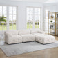 Modular Sectional Sofa, Button Tufted Designed and DIY Combination,L Shaped Couch with Reversible Ottoman, Ivory Teddy Fabric