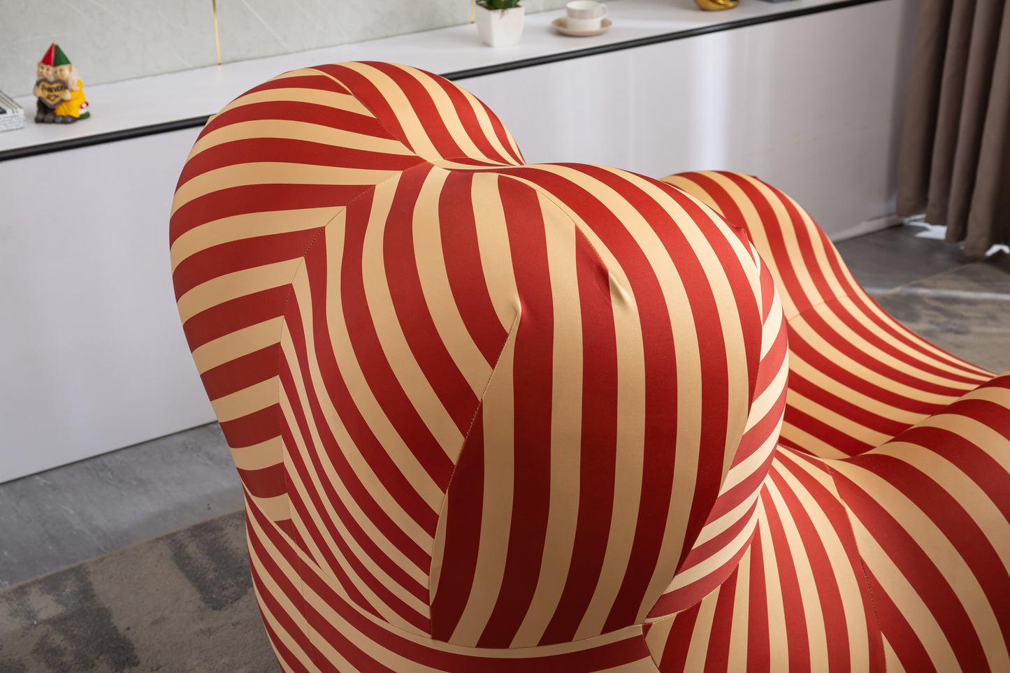 Barrel Chair with Ottoman, Modern Comfy Stripe Chair -Red & Yellow Stripe and Large Size