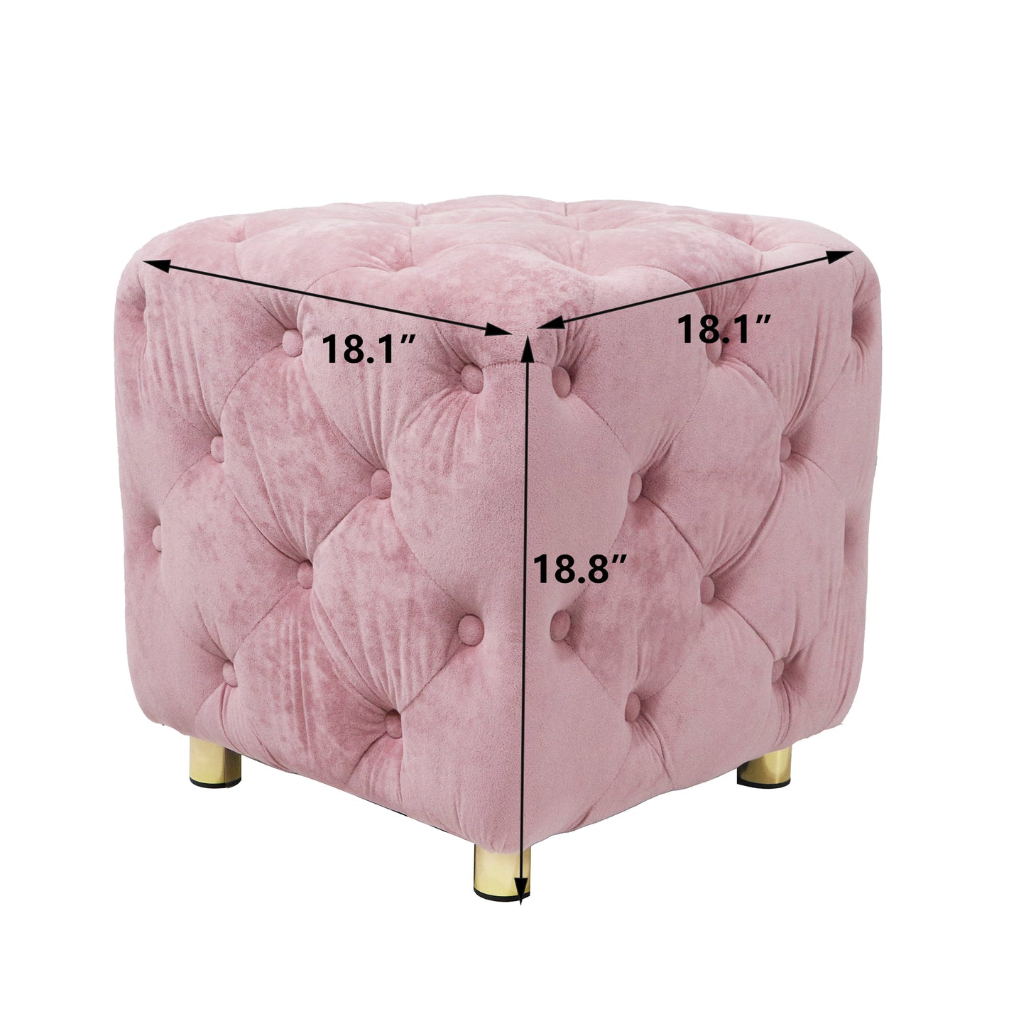 Pink Modern Velvet Upholstered Ottoman