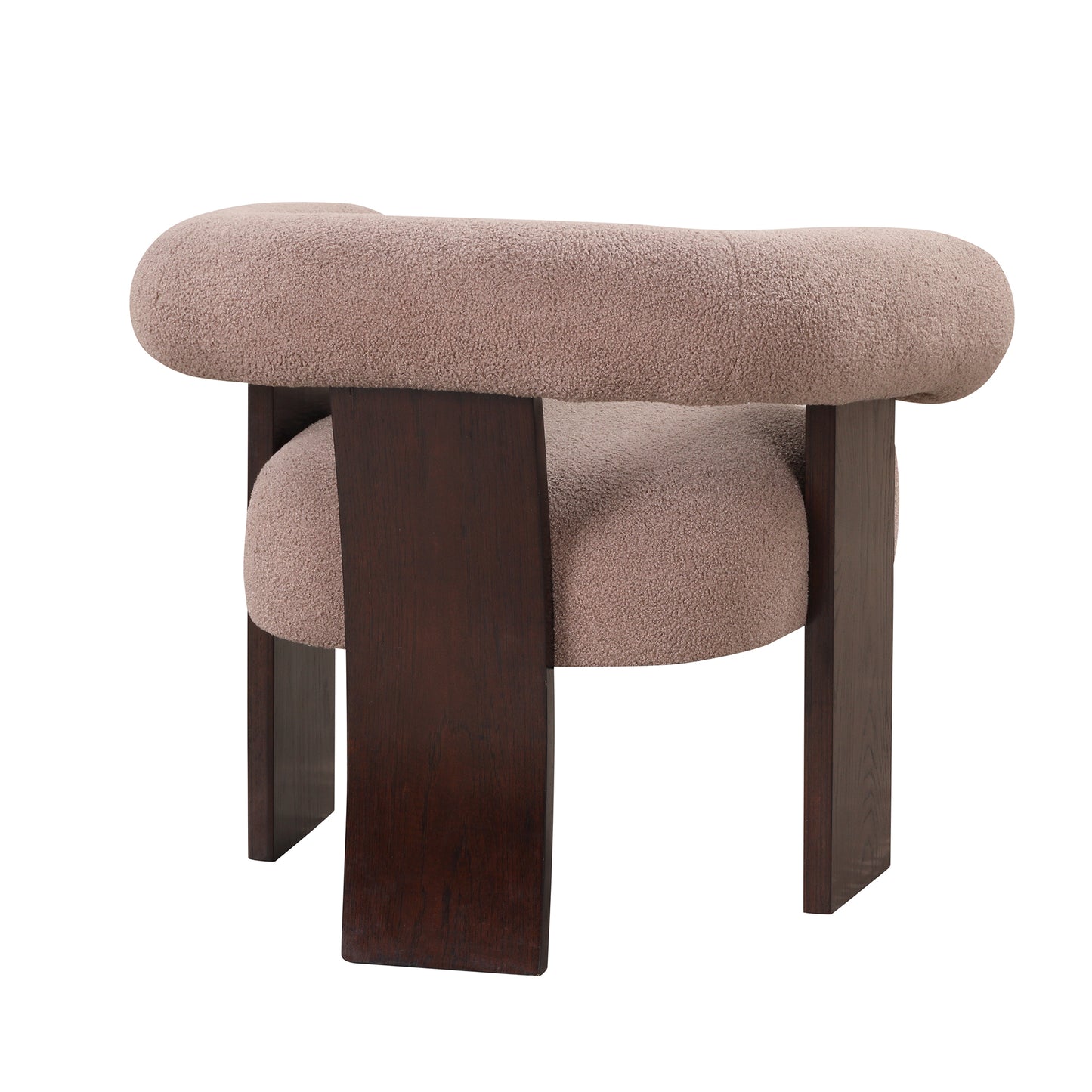 The Curved Wishbone Frame Accent Chair Teddy Velvet, Light Brown