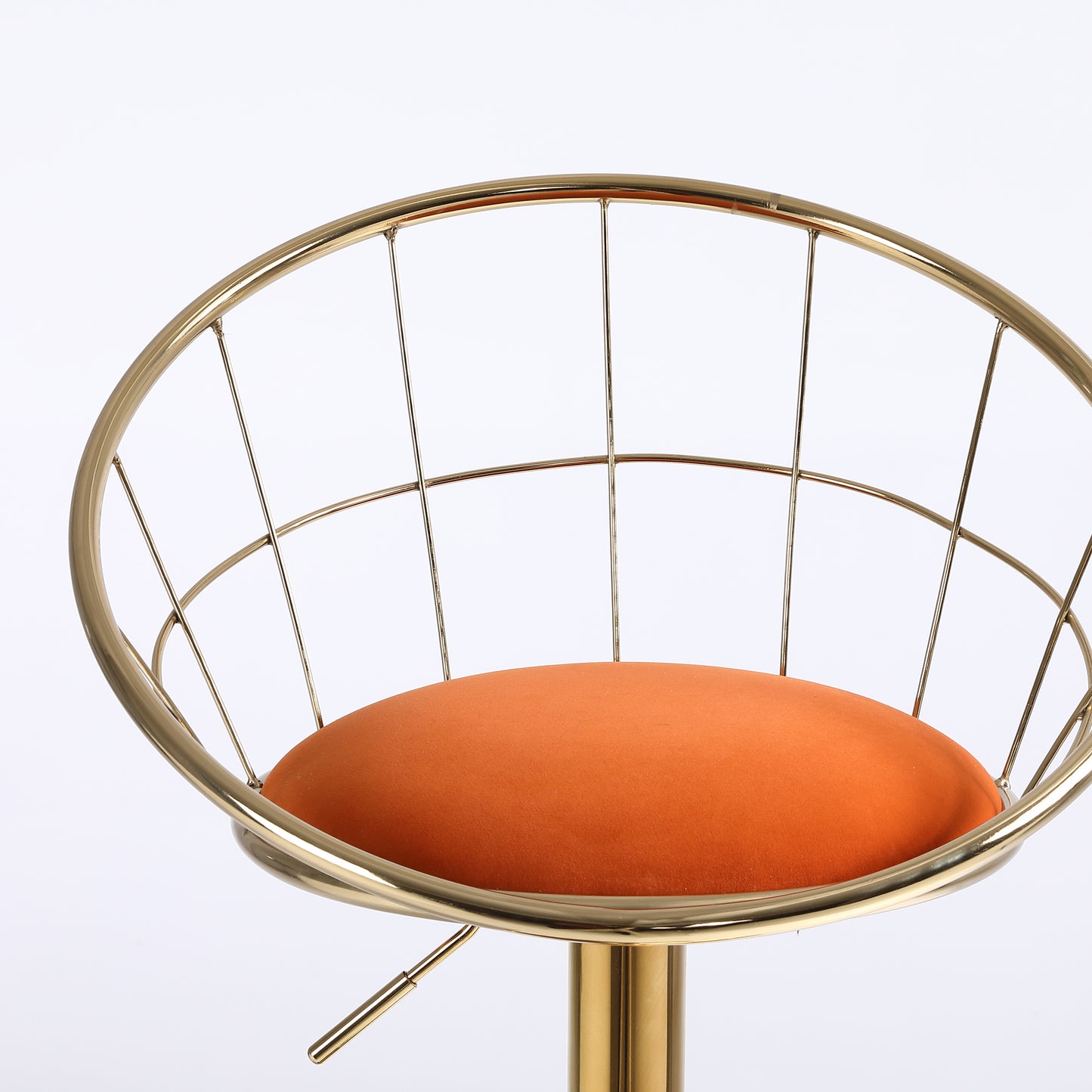 Orange velvet bar chair, pure gold plated