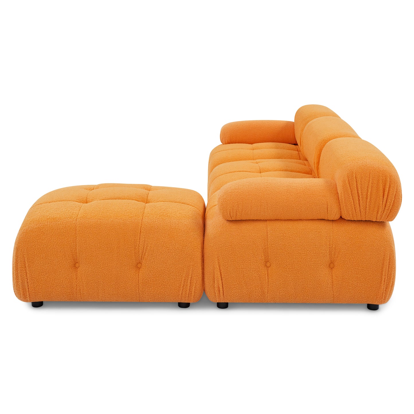 Modular Sectional Sofa, Button Tufted Designed and DIY Combination,L Shaped Couch with Reversible Ottoman, Orange Teddy Fabric