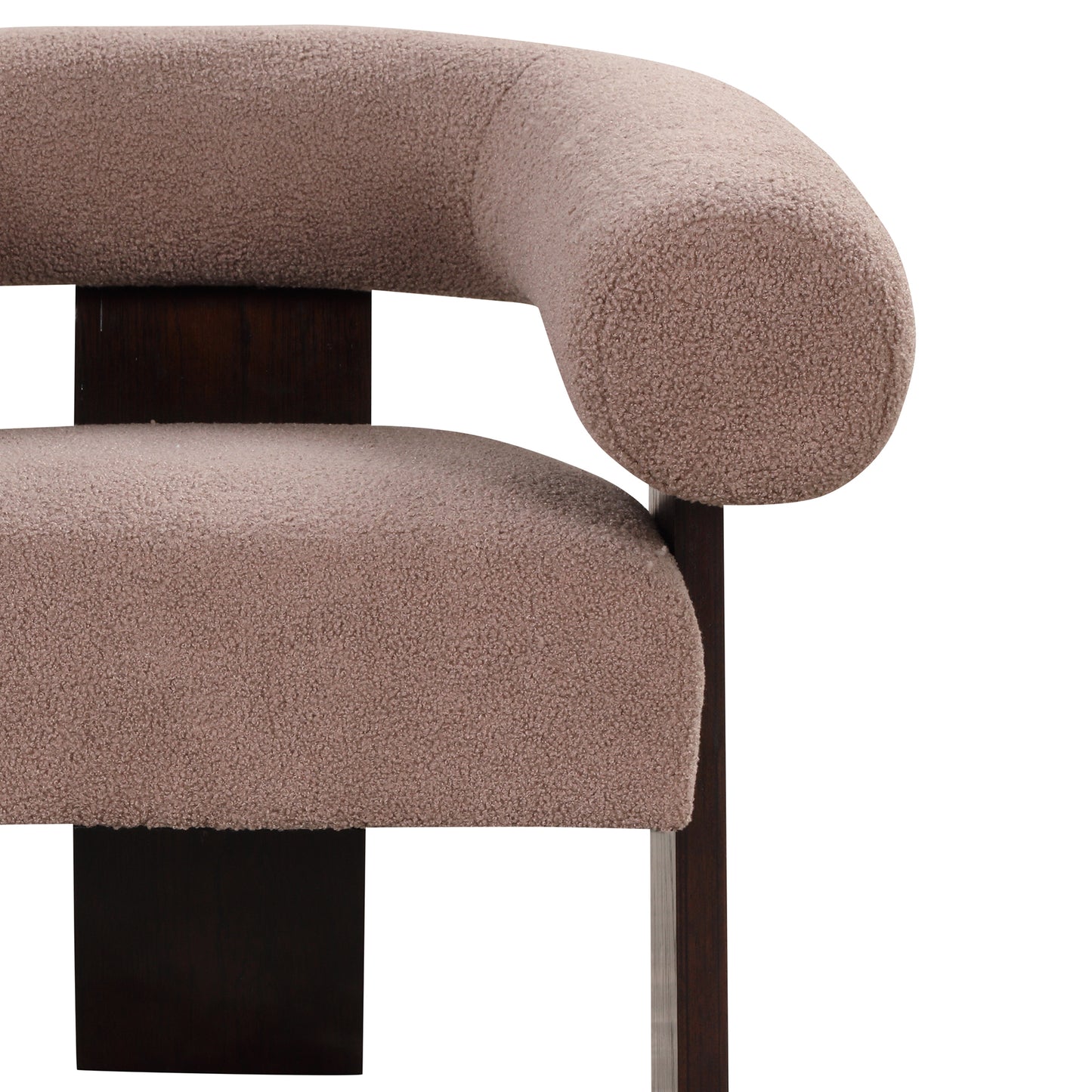 The Curved Wishbone Frame Accent Chair Teddy Velvet, Light Brown