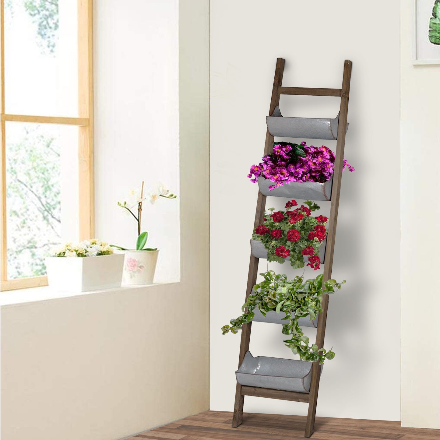 Uniquely Designed Reed Ladder Planter