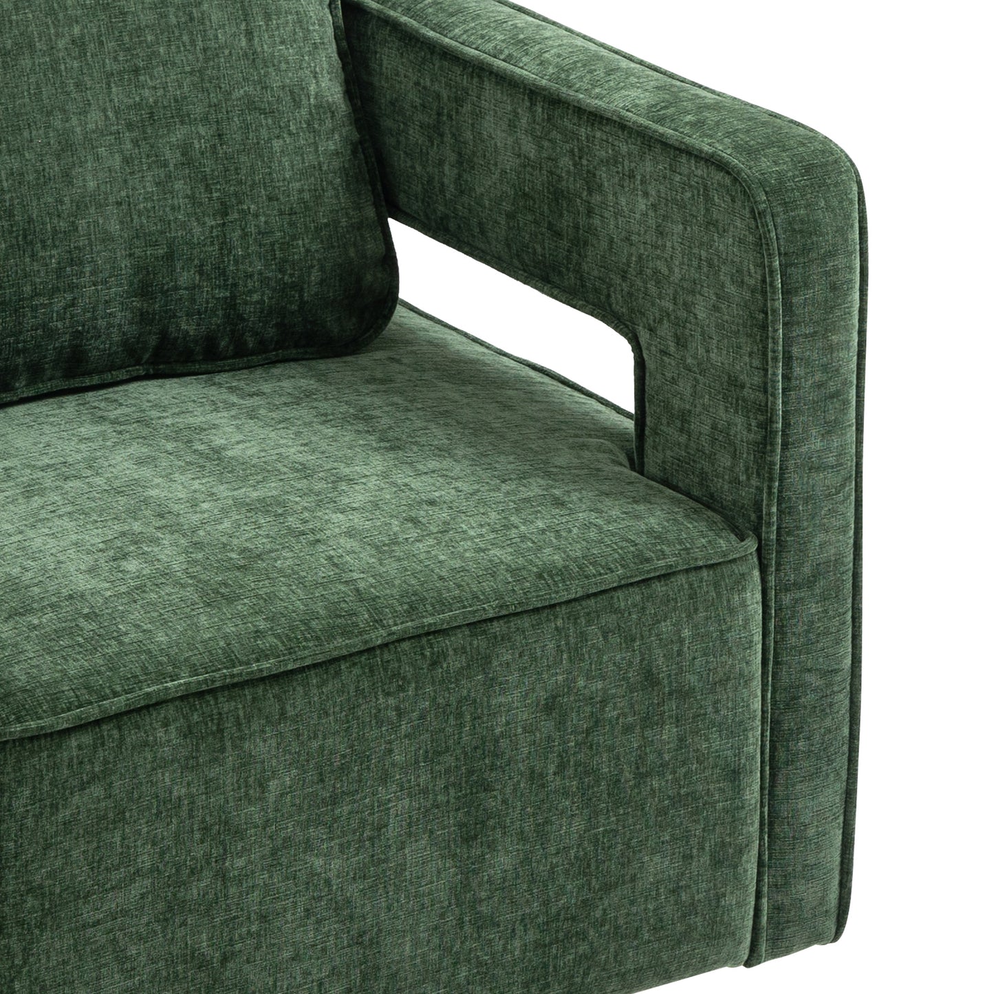 30.7"W Swivel Accent Open Back Chair Modern Comfy Sofa Chair With Gold Stainless Steel Base  (Green Chenille)