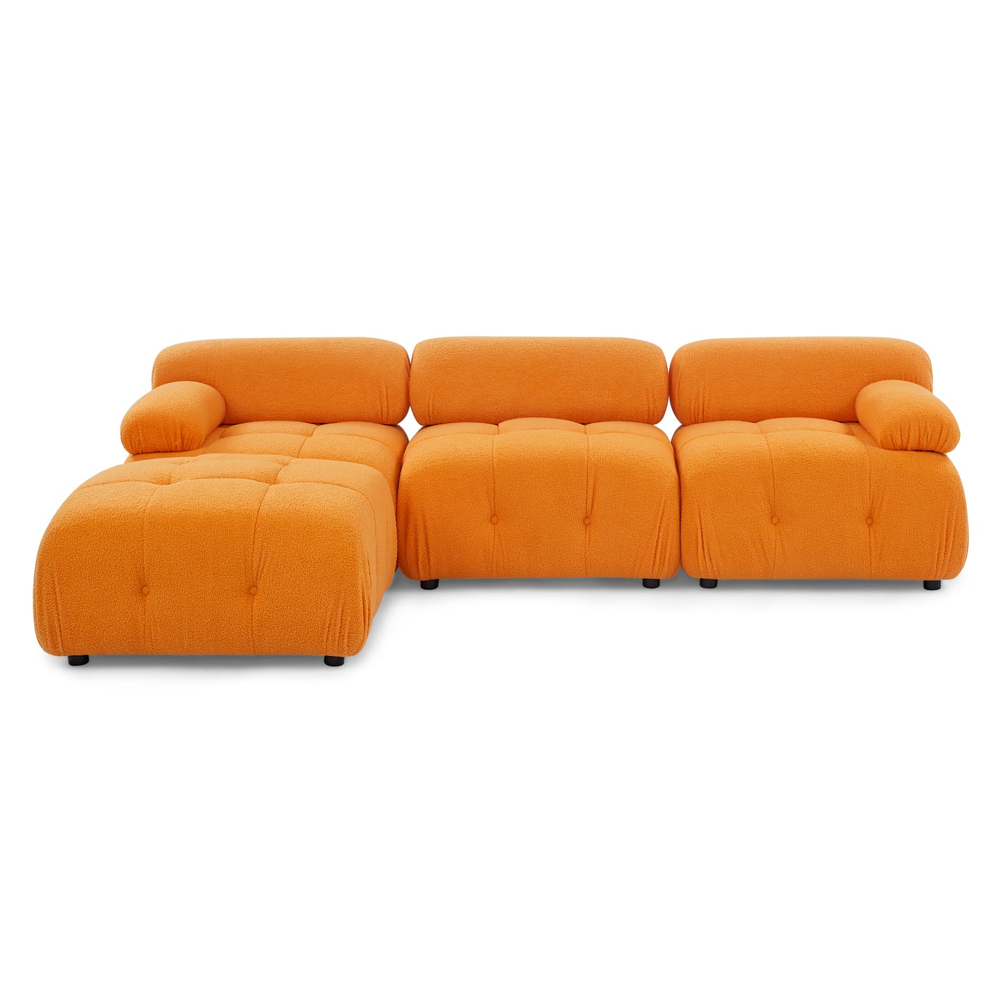 Modular Sectional Sofa, Button Tufted Designed and DIY Combination,L Shaped Couch with Reversible Ottoman, Orange Teddy Fabric