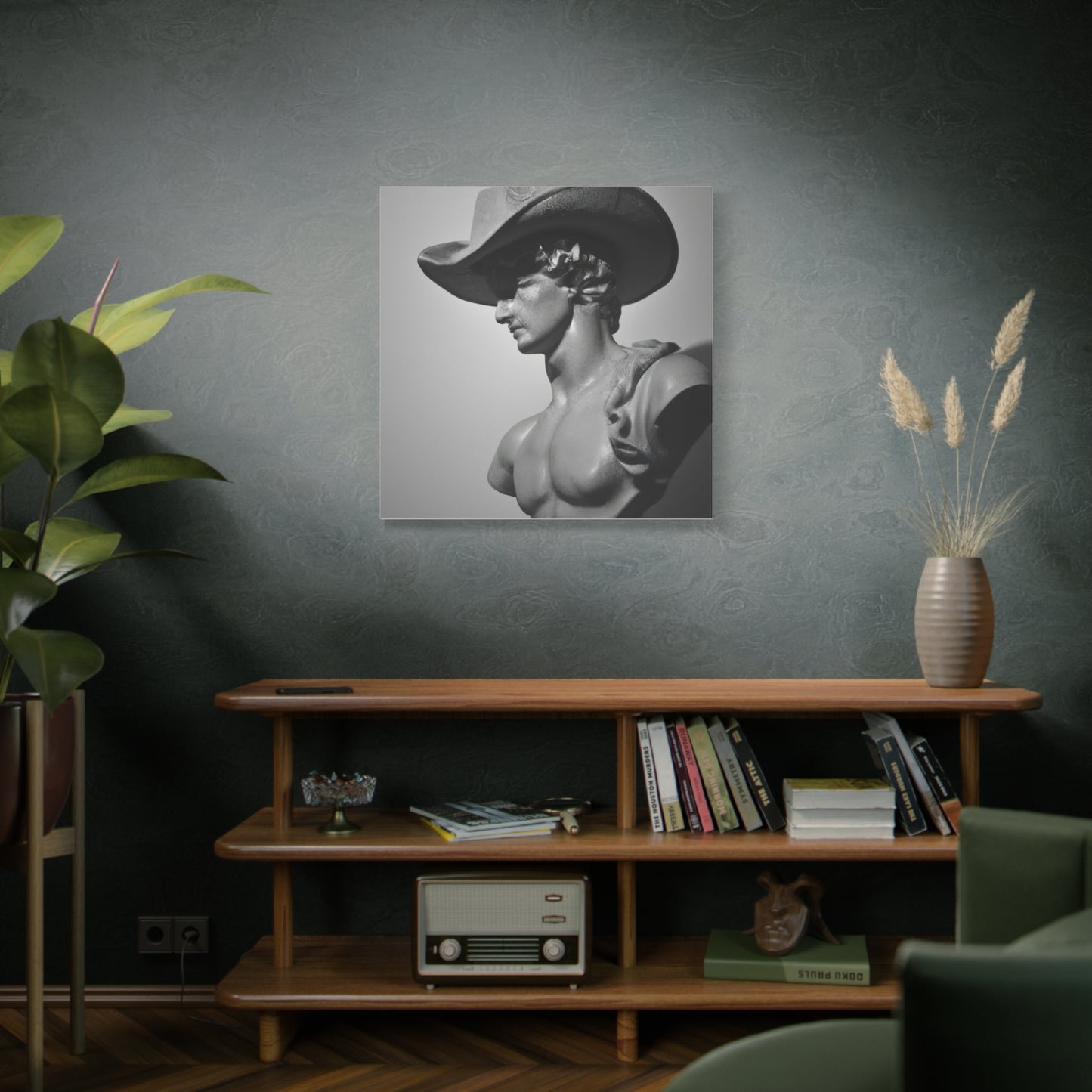 Cowboy Statue Matte Canvas, Stretched, 1.25"