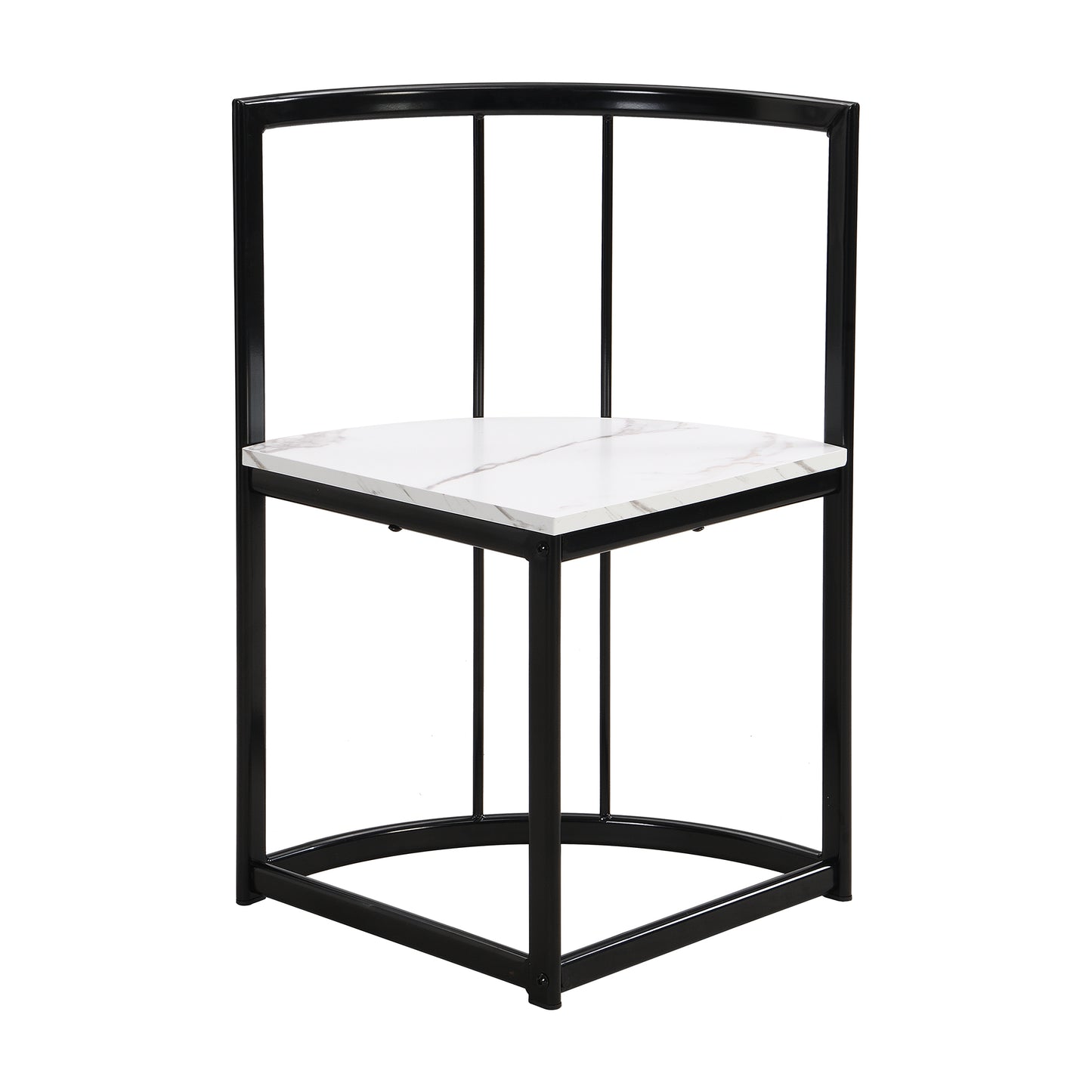 Modern 7-Piece Dining Table Set with Faux Marble Compact 55Inch Kitchen Table Set for 6, Black+White