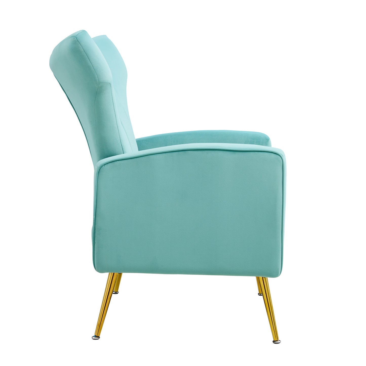 Modern Velvet Accent Chair with Arms, Wingback Reading Chair with Gold Metal Legs