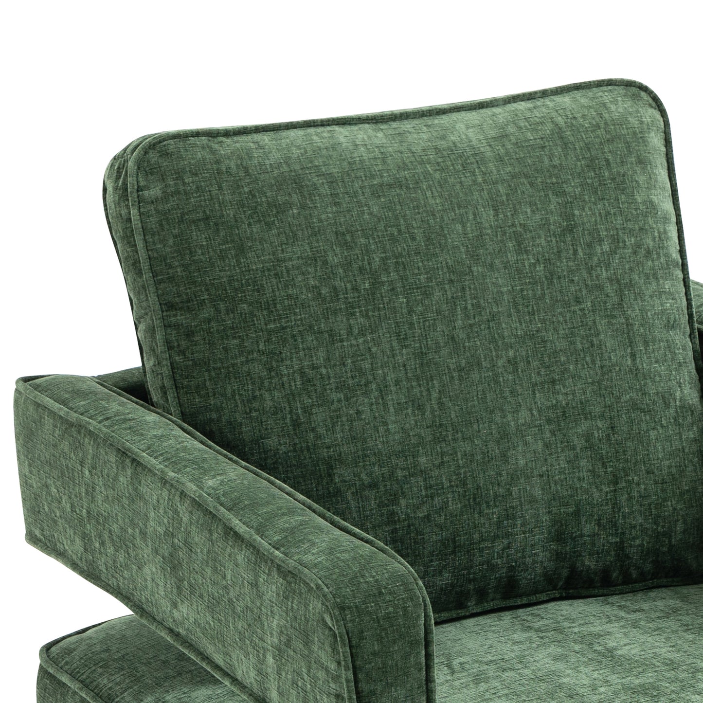 30.7"W Swivel Accent Open Back Chair Modern Comfy Sofa Chair With Gold Stainless Steel Base  (Green Chenille)