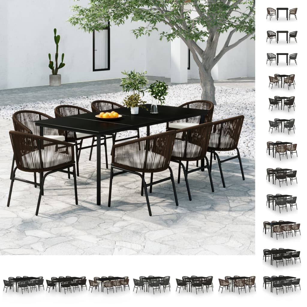 vidaXL Patio Dining Set Seat 3/5/7 Piece Multi Colors 31.5"/55.1" Table Length-0