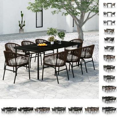 vidaXL Patio Dining Set Seat 3/5/7 Piece Multi Colors 31.5"/55.1" Table Length-0